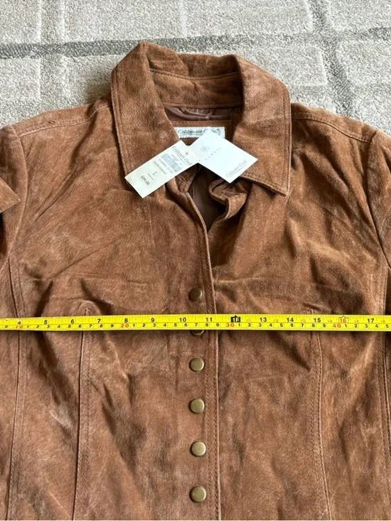 Coldwater Creek Women's Brown Suede Button-Front Jacket Size L NWT - Picture 10 of 14